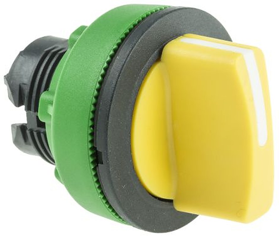 Schneider Electric Harmony XB5 Series 3 Position Selector Switch Head, 30 mm Cutout, Yellow Handle, IP69K, IP67, IP66