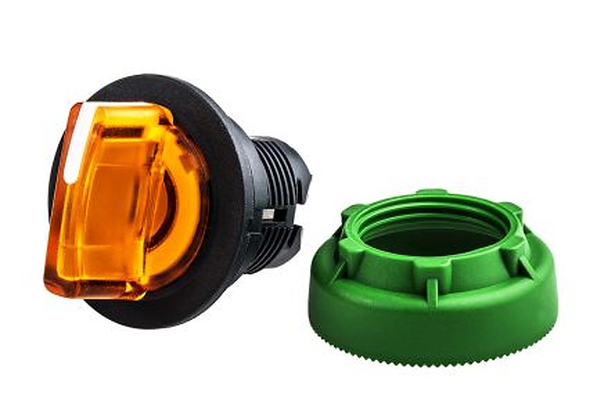 Schneider Electric Harmony XB5 Series 3 Position Illuminated Selector Switch Head, 30 mm Cutout, Orange Handle, IP66,