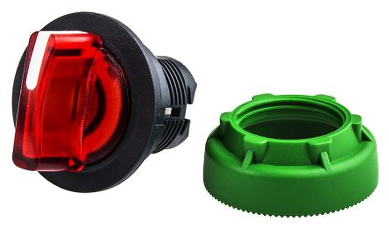 Schneider Electric Harmony XB5 Series 3 Position Illuminated Selector Switch Head, 30 mm Cutout, Red Handle, IP67, IP66,