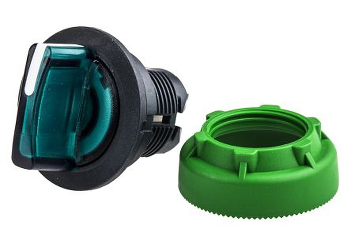 Schneider Electric Harmony XB5 Series 3 Position Illuminated Selector Switch Head, 30 mm Cutout, Green Handle, IP66,