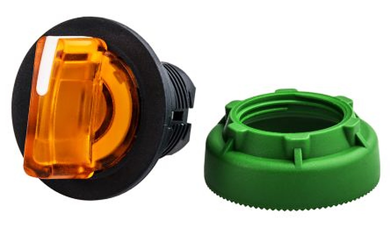 Schneider Electric Harmony XB5 Series 3 Position Illuminated Selector Switch Head, 30 mm Cutout, Orange Handle, IP67,