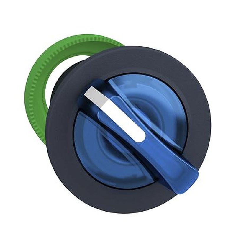 Schneider Electric Harmony XB5 Series 3 Position Illuminated Selector Switch Head, 30 mm Cutout, Blue Handle, IP67,