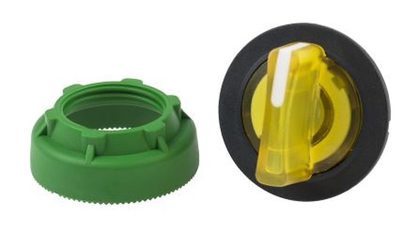 Schneider Electric Harmony XB5 Series 3 Position Illuminated Selector Switch Head, 30 mm Cutout, Yellow Handle, IP66,