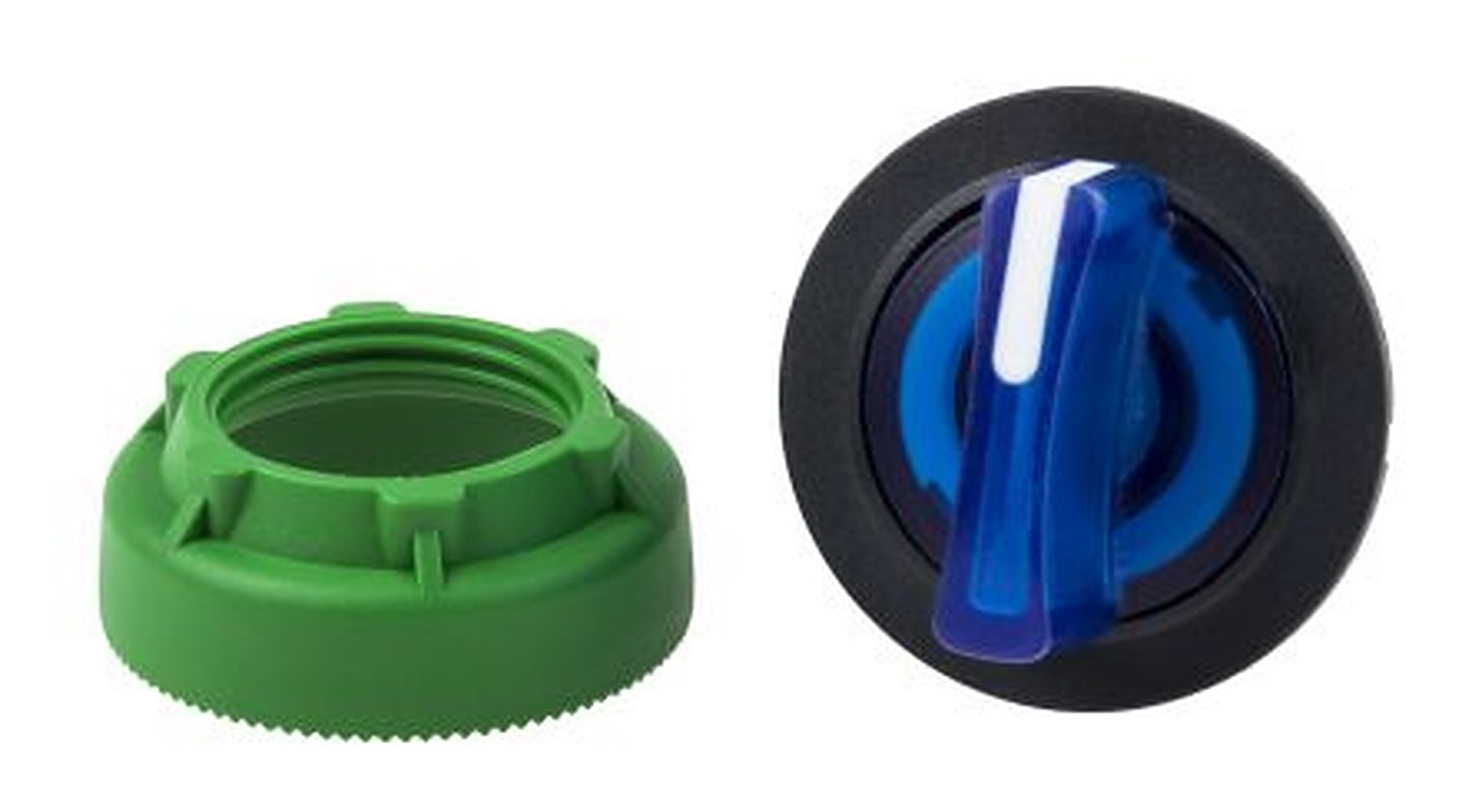 Schneider Electric Harmony XB5 Series 3 Position Illuminated Selector Switch Head, 30 mm Cutout, Blue Handle, IP69K,