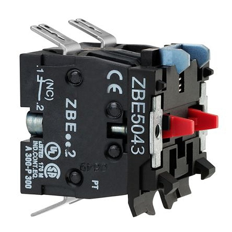 Schneider Electric ZBE5 Series Push Button Switch, Front, 22 mm Cutout, 2 NC, IP20