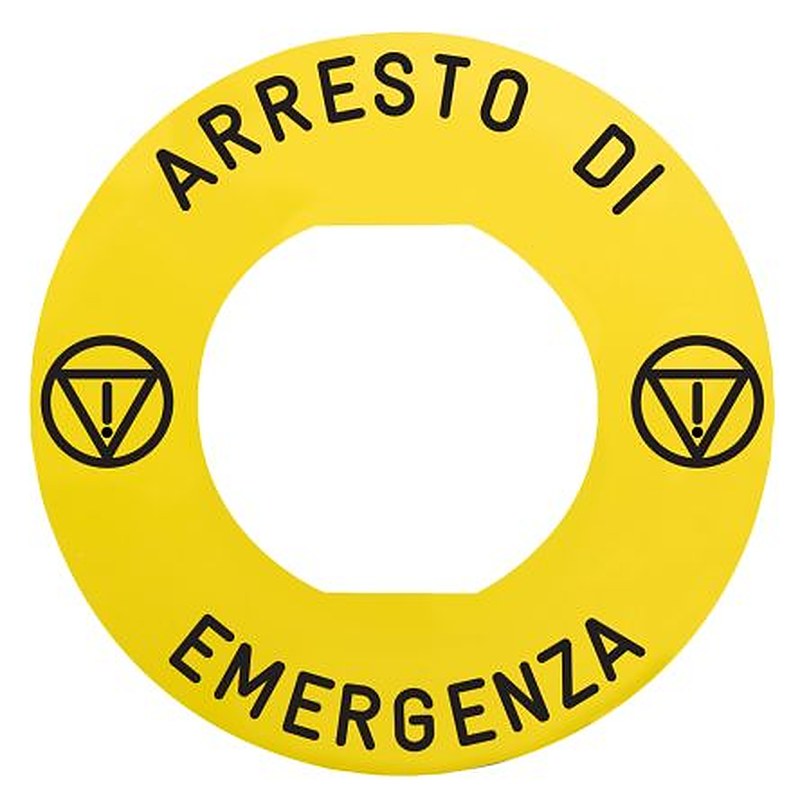 Schneider Electric Label for Use with Push Button, Pre-printed "ARRESTO DI EMERGENZA auf gelb Hintergrund