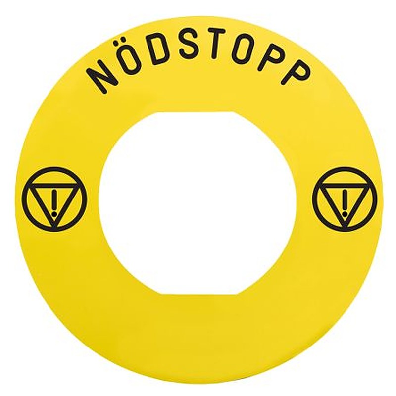 Schneider Electric Label for Use with Harmony XB4, Harmony XB5, Pre-printed "Nodstop on Yellow Background