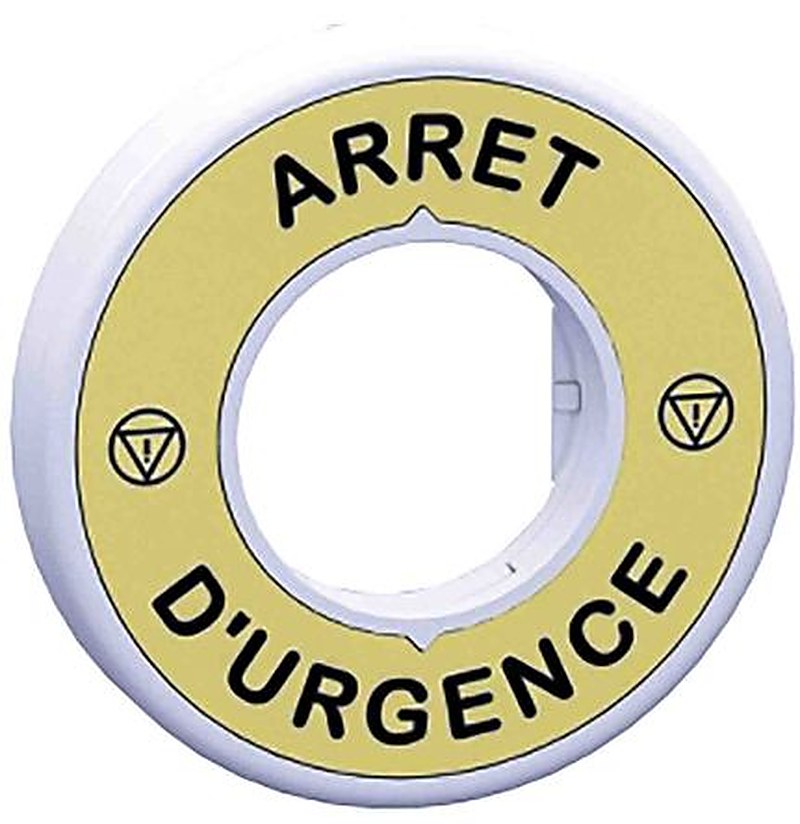 Schneider Electric Illuminated Marked Legend Ring for Use with Emergency Stop Mushroom Head Push Button