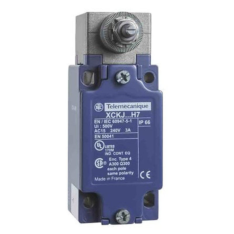 Telemecanique Sensors ZCKJ Series Roller Lever Limit Switch, 2 CO, IP66, Metal Housing, 240V ac, 3A